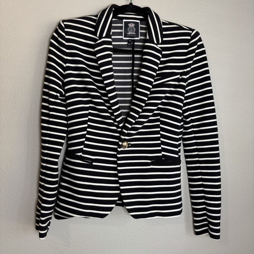 JUICY COUTURE $198 STRIPED BLAZER Jacket XS Dark Academia Preppy Business